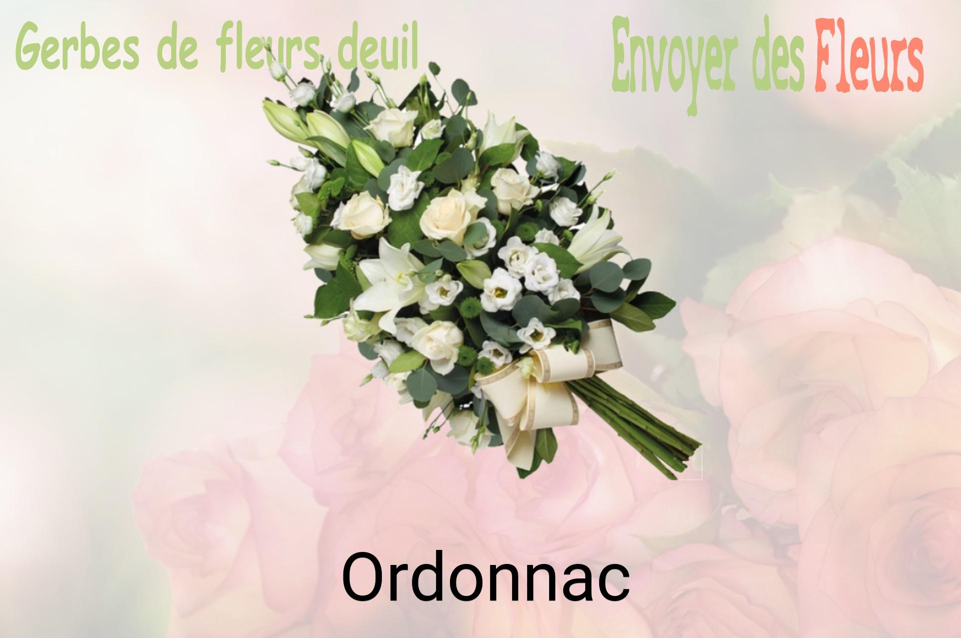 Gerbe de fleurs de deuil livrée à Ordonnac